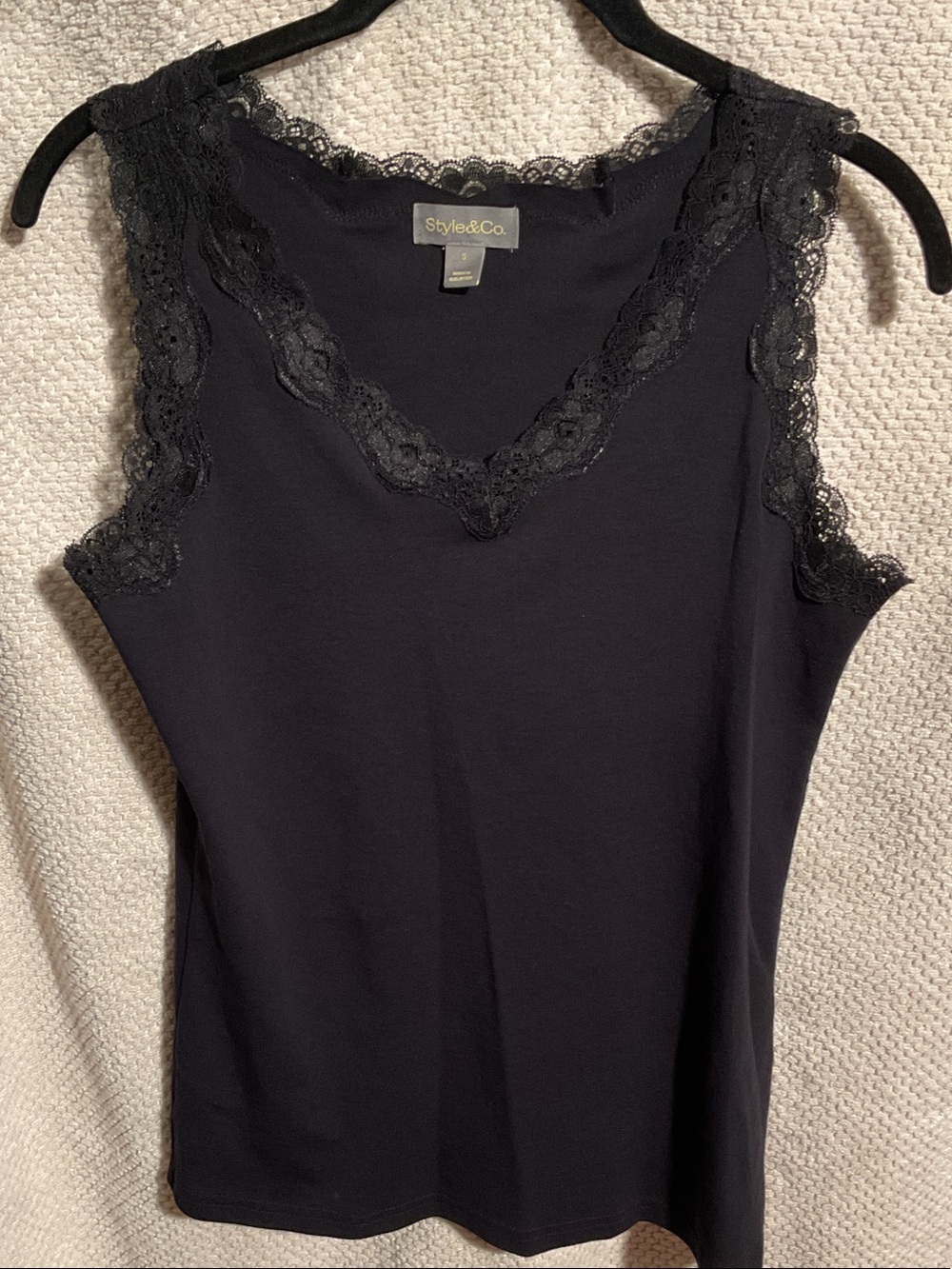 Style & Co. Black Lace-Trim Camisole Tank